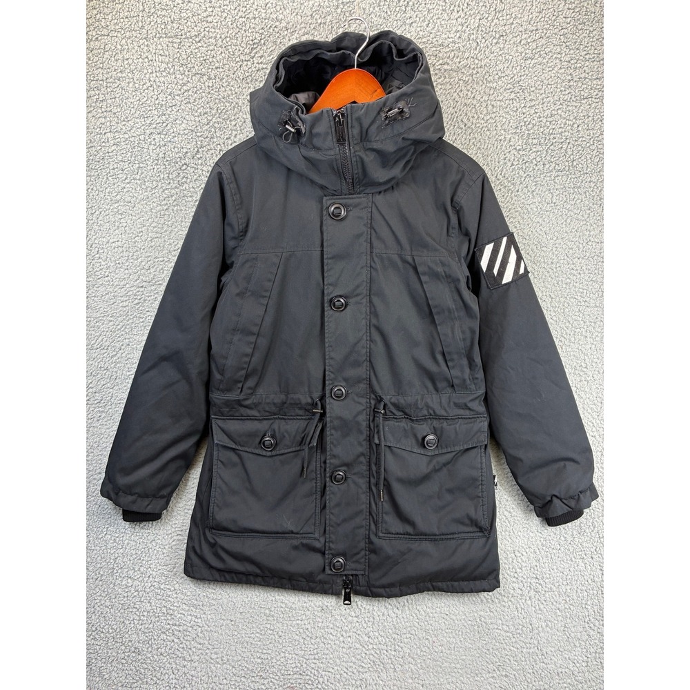 Izzue Extreme Down Parka Jacket Mens 4 L Black Hooded Heavy Winter Warm